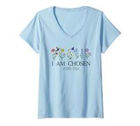 Damen I Am Chosen Shirt,I'm Glad I Was Chosen By God John 15:16 T-Shirt mit V-Ausschnitt