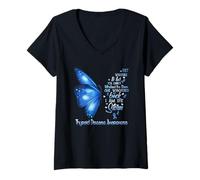 Damen I am The Storm Schilddrüsenerkrankungen Awareness Butterfly T-Shirt mit V-Ausschnitt