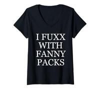 Damen I Fuxx with Fanny Packs Lustige Retro-Festival-Hüfttasche Fanny T-Shirt mit V-Ausschnitt