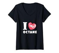 Damen I Love 102 Octane Fuel Derby Autoteile Lover Mechaniker Tuner T-Shirt mit V-Ausschnitt