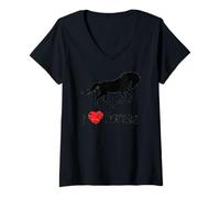 Damen I Love Horses Esquireian Reiten T-Shirt mit V-Ausschnitt