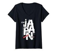 Damen I Love Japan, Retro Vintage Japan Illustration Fashion T-Shirt mit V-Ausschnitt