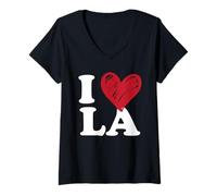 Damen I Love LA - Travel to LA T-Shirt mit V-Ausschnitt