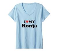 Damen I Love My Ronja T-Shirt mit V-Ausschnitt