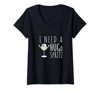 Damen I need a HUGo Spritz | Sommer Holunder Prosecco Cocktail Hug T-Shirt mit V-Ausschnitt