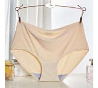 Damen Ice Silk Seamless Panties Medium Low Waist Slip Pure Color Stretchy Underwear for Daily Home Vacation Spring Summer Autumn Winter One pieces(M Skin color)