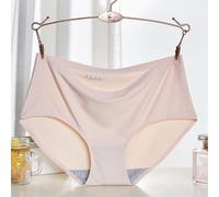 Damen Ice Silk Seamless Panties Medium Low Waist Slip Pure Color Stretchy Underwear for Daily Home Vacation Spring Summer Autumn Winter One pieces(L Light Coffee)
