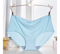 Damen Ice Silk Seamless Panties Medium Low Waist Slip Weich Atmungsaktiv Unterwäsche für den täglichen Gebrauch Zuhause Urlaub Tragen Pure Color Regular Fit Damen (XXL Blau)