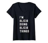 Damen Ich Bin Alicia, der Alicia-Dinge TUT T-Shirt mit V-Ausschnitt