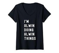 Damen Ich Bin Alwin, der Alwin-Dinge TUT T-Shirt mit V-Ausschnitt