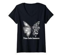 Damen Ich bin der Sturm Ehlers Danlos Awareness Butterfly T-Shirt mit V-Ausschnitt