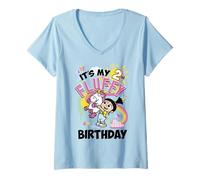 Damen Ich - Einfach Unverbesserlich Minions Agnes It's My 2nd Fluffy Birthday T-Shirt mit V-Ausschnitt