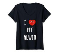 Damen Ich Liebe Alwin Name Lustig T-Shirt mit V-Ausschnitt