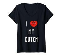 Damen Ich Liebe Dutch Name Lustig T-Shirt mit V-Ausschnitt