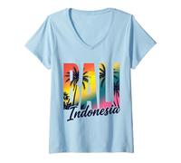 Damen Ich Liebe EIN Urlaubs-Souvenir auf Bali, Indonesien T-Shirt mit V-Ausschnitt