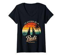 Damen Ich Liebe EIN Urlaubs-Souvenir auf Bali, Indonesien T-Shirt mit V-Ausschnitt