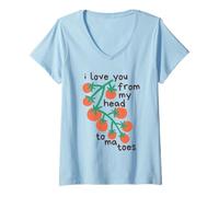 Damen Ich Liebe lustige süße Tomaten für Kinder von Meinem Kopf bis zur Zehe T-Shirt mit V-Ausschnitt