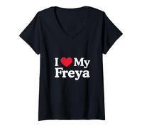 Damen Ich Liebe Mein Freya-Herz Freya Love Freya T-Shirt mit V-Ausschnitt