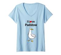 Damen Ich Liebe Padstow T-Shirt mit V-Ausschnitt