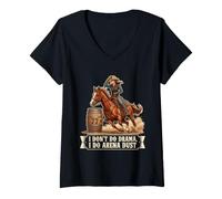 Damen Ich Mache kein Drama, ich Mache Arena Dust Funny Barrel Racing Cowgirl T-Shirt mit V-Ausschnitt
