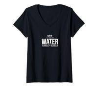 Damen Ich mag Mein Wasser mit Gerste und Hopfen Craft Beer Humor T-Shirt mit V-Ausschnitt