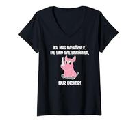 Damen Ich mag Nashörner. Die sind wie Einhörner, nur dicker! T-Shirt mit V-Ausschnitt