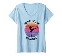 Damen I'd Rather be Dancing, Ballett, Ballerina, Dance to Music T-Shirt mit V-Ausschnitt