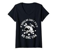 Damen If Douglas Can't Fix It No One Can First Name Douglas T-Shirt mit V-Ausschnitt