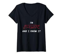 Damen I'm 1+tan2C and I know it- Mathe Maths Nerd T Shirt Design T-Shirt mit V-Ausschnitt