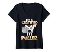 Damen Im a Certified Tit Puller Lustiges Design Melken T-Shirt mit V-Ausschnitt
