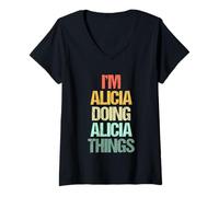 Damen I'm Alicia Doing Alicia Things - Lustiger Spruch Niedlicher Name Alicia T-Shirt mit V-Ausschnitt