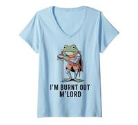 Damen Im Burnt Out MLord Funny Knight Frog Meme Boys Men Sarcastic T-Shirt mit V-Ausschnitt