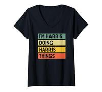 Damen I'm Harris Doing Harris Things Lustiges personalisiertes Zitat T-Shirt mit V-Ausschnitt