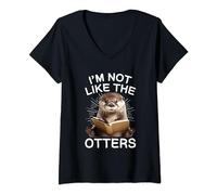 Damen I'm Not Like The Otters Otter Otterliebhaber Buch Spruch T-Shirt mit V-Ausschnitt