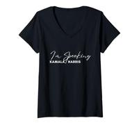 Damen I'm Speaking Kamala Harris 2024 Wahl-T-Shirt, Kamala Har T-Shirt mit V-Ausschnitt