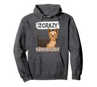 Damen I'm The Crazy Yorkie Lady Yorkshire Terrier Pullover Hoodie, Unisex für Erwachsene, Anthrazit Meliert, S