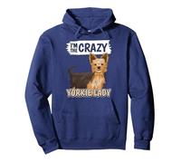 Damen I'm The Crazy Yorkie Lady Yorkshire Terrier Pullover Hoodie, Unisex für Erwachsene, Marineblau, M