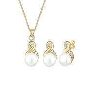 Elli Premium Schmuckset Infinity Endless Perle Swarovski® Kristalle Silber