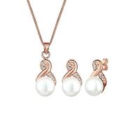 Damen Infinity mit Süßwasserperlen und Kristalle in 925 Sterling Silber rosé vergoldet