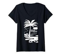 Damen Ipanema Beach Rio de Janeiro Minimalistische Strandszene T-Shirt mit V-Ausschnitt