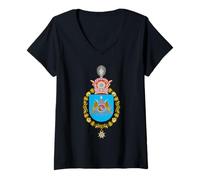 Damen Iran Historic Royal Wappen Persischer Löwe und Sonnenwappen T-Shirt mit V-Ausschnitt