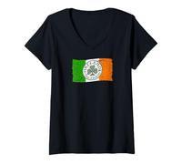 Damen Irland Éire MMA Faugh a' Ballagh! Flagge T-Shirt mit V-Ausschnitt