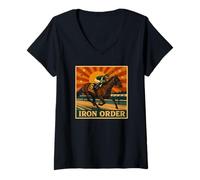 Damen Iron Honor Horse, Pferderennen, Santa Anita, Del Mar, Pferde T-Shirt mit V-Ausschnitt