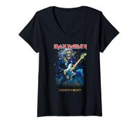 Damen Iron Maiden Eddie On Bass T-Shirt mit V-Ausschnitt