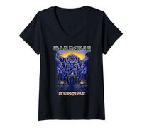 Damen Iron Maiden Powerslave Rework Dark Ink T-Shirt mit V-Ausschnitt