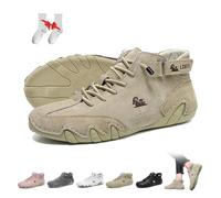 Damen Italienische handgefertigte hohe Damenstiefel aus weichem Wildleder mit Klettverschluss Draussen Ultra-bequemer Rutschfester Ldeck Barfußschuhe Beck Schuhe Minimalistisch Wandern Wanderstiefel(K