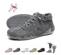 Damen Italienische handgefertigte hohe Damenstiefel aus weichem Wildleder mit Klettverschluss Draussen Ultra-bequemer Rutschfester Ldeck Barfußschuhe Beck Schuhe Minimalistisch Wandern Wanderstiefel(g