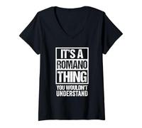 Damen It's A Romano Thing You Wouldn't Understand Surname Name T-Shirt mit V-Ausschnitt