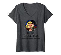 Damen Its Not Cheating If My Husband Watches Cuckold Hotwife Gift T-Shirt mit V-Ausschnitt