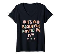 Damen IVY Personalized Name It's A Beautiful Day IVY T-Shirt mit V-Ausschnitt